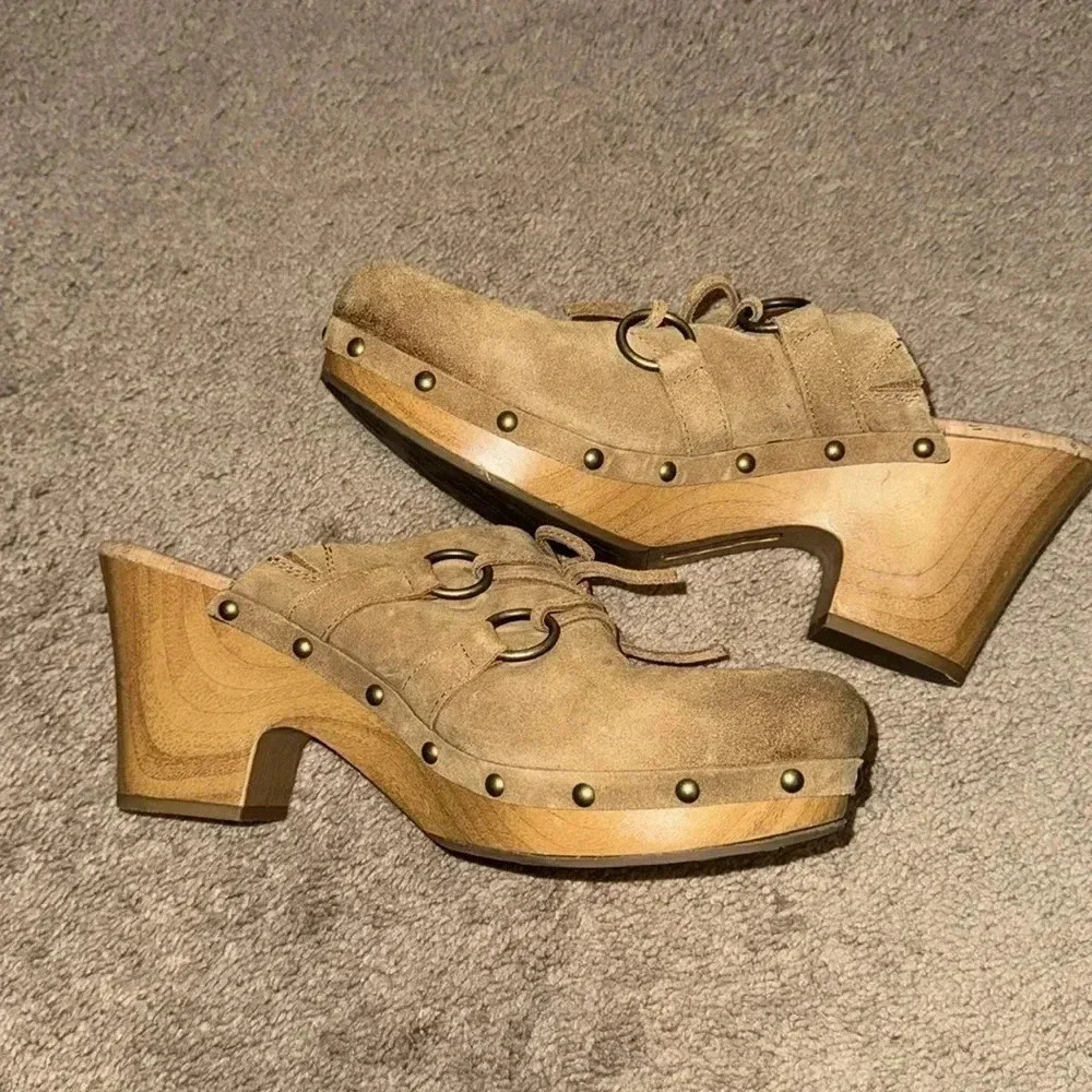 Korks Tan Suede Clog Mule Size 11M Normcore - image 8